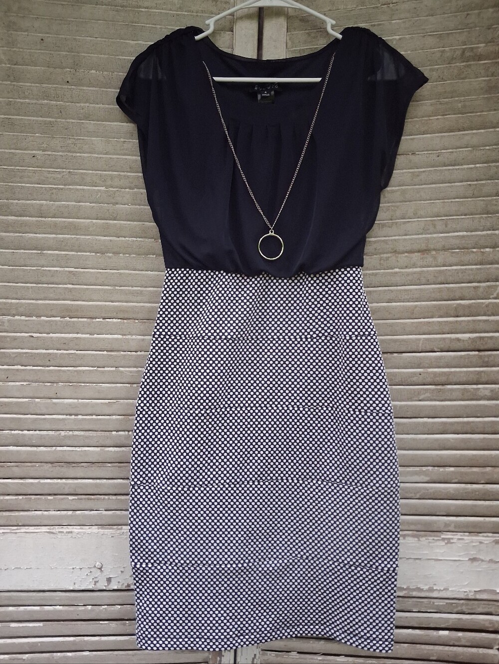 Enfocus Studio Black & White Polka Dot Sheath Dress Size 4 Office Career
